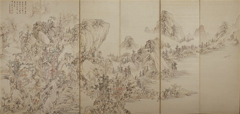 真作】岡本清暉/春秋山水図/山水図/双幅/掛軸/名家伝来/AC-243 絵画